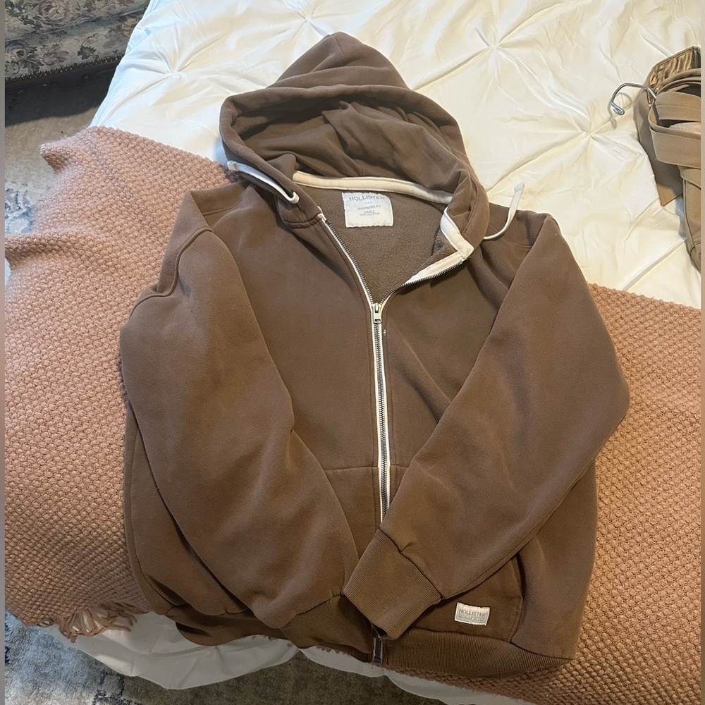 Brown Oversized Zip up hoodie